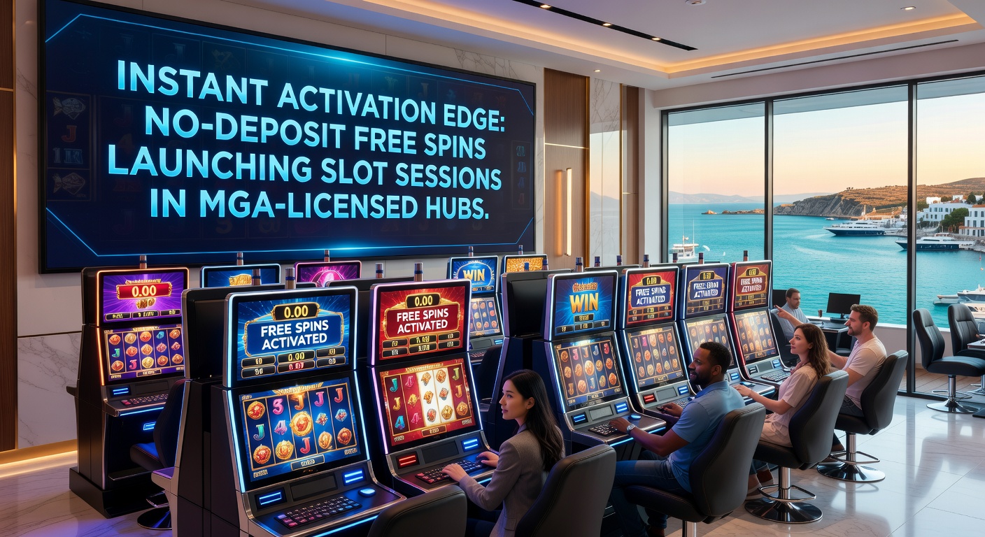 Detaillierte Ansicht eines Slot-Spiels mit laufenden No-Deposit-Freispielen und Gewinnanimationen in einem MGA-Casino